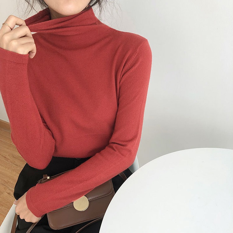ゆったり ハイネック シンプル ニット トップス