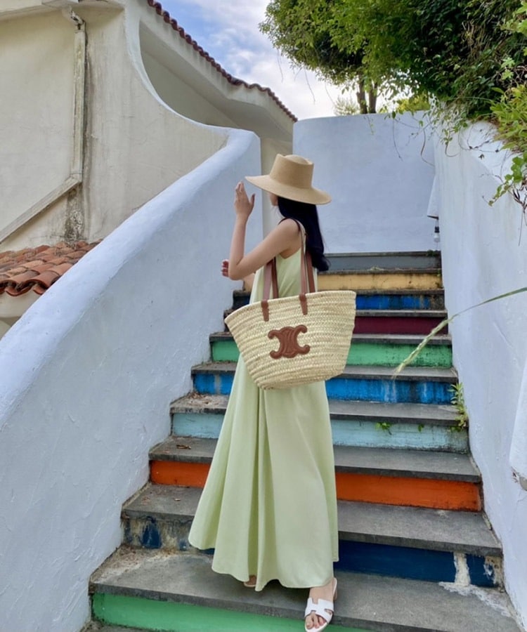 Vネック ロング丈 キャミソール ワンピース