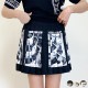 韓国ゴルフウェア モノトーンスカーフ柄 プリーツスカート