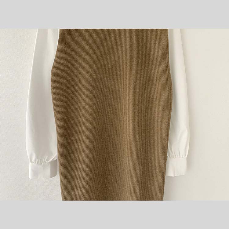 サイド切り替え バイカラー ブラウス ニットワンピース