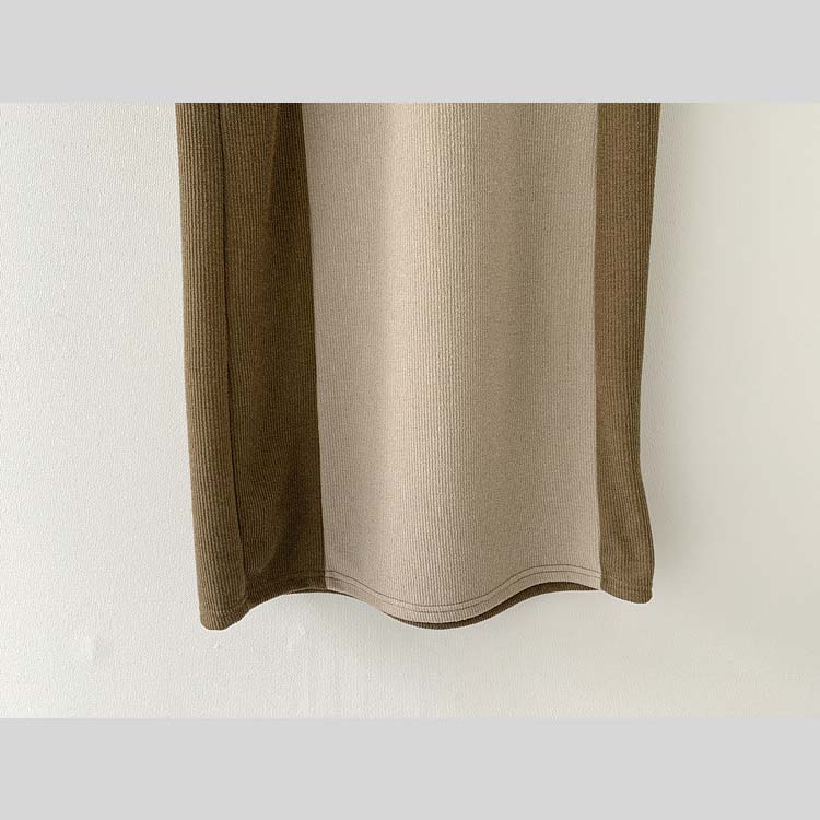 サイド切り替え バイカラー ブラウス ニットワンピース