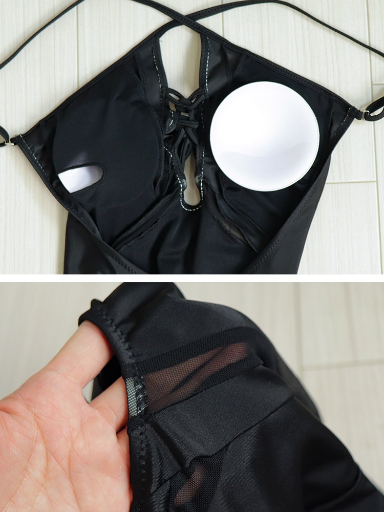 胸元レースアップ セクシー タッセル付き ワンピース水着