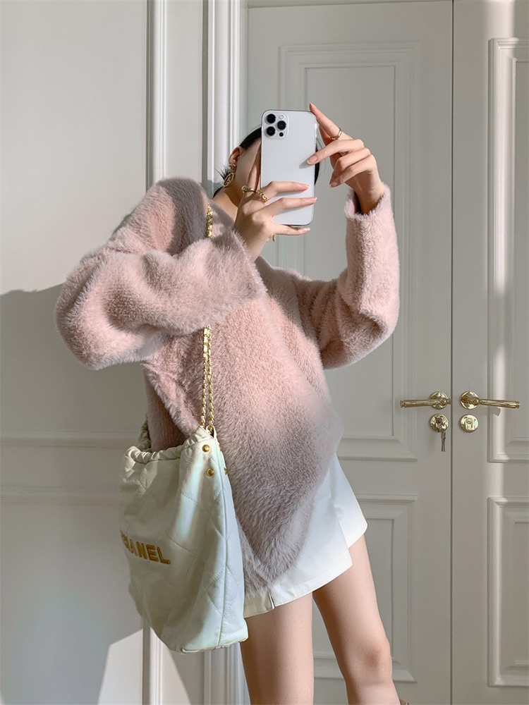 もこもこ ボアシャギー レディース ニット トップス