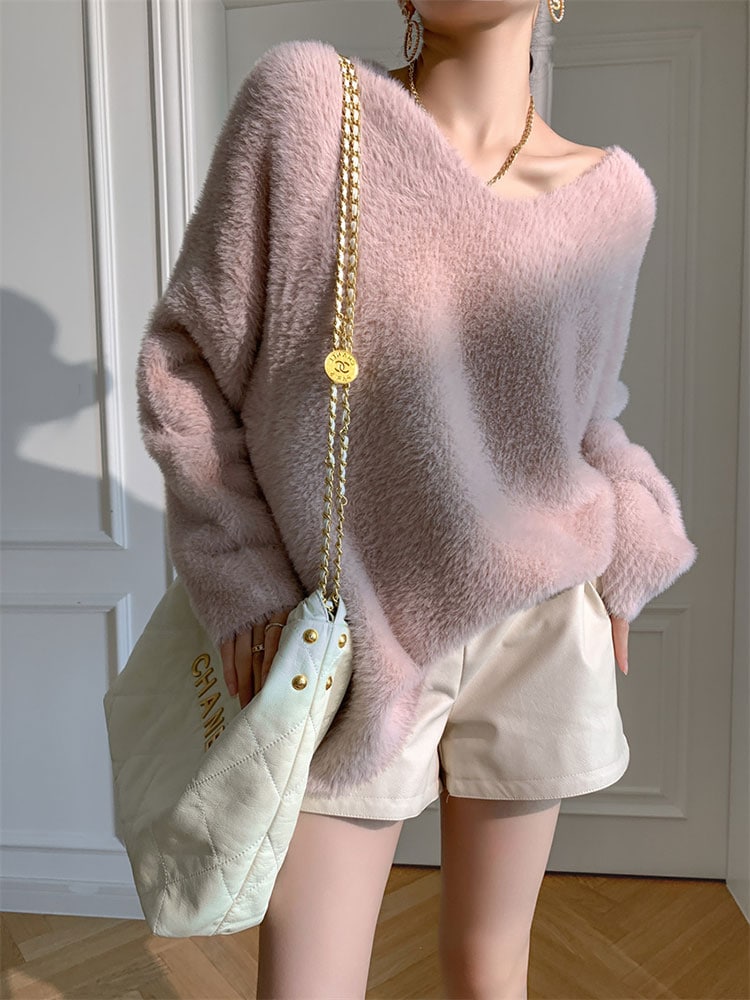 もこもこ ボアシャギー レディース ニット トップス