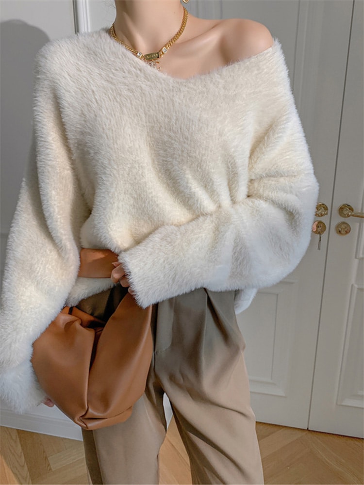 もこもこ ボアシャギー レディース ニット トップス