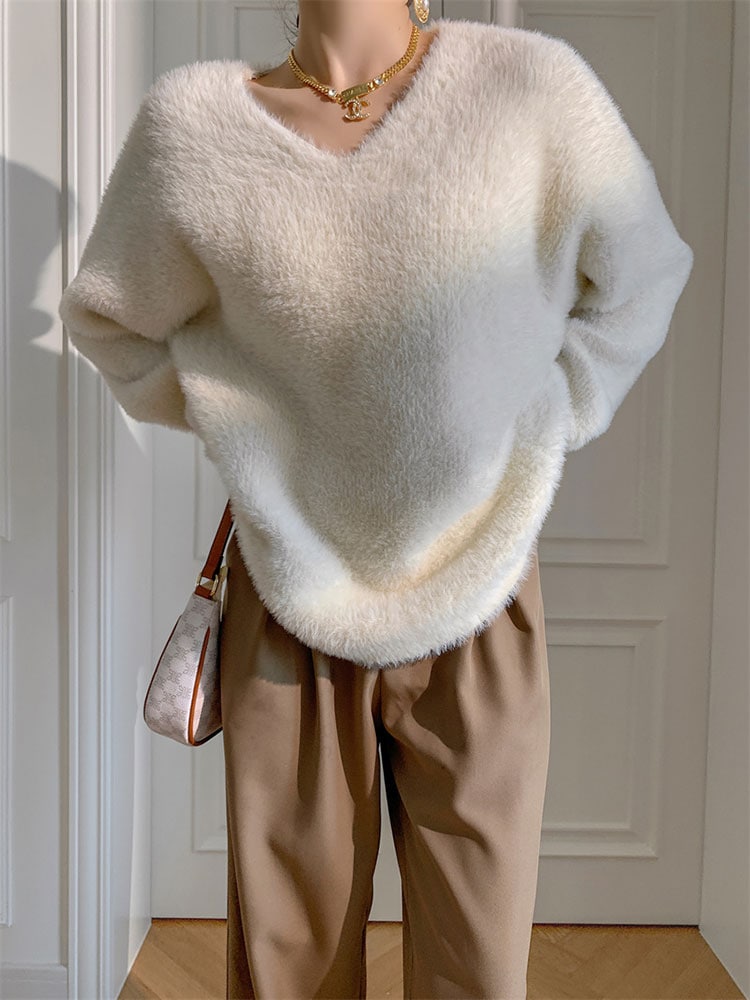 もこもこ ボアシャギー レディース ニット トップス