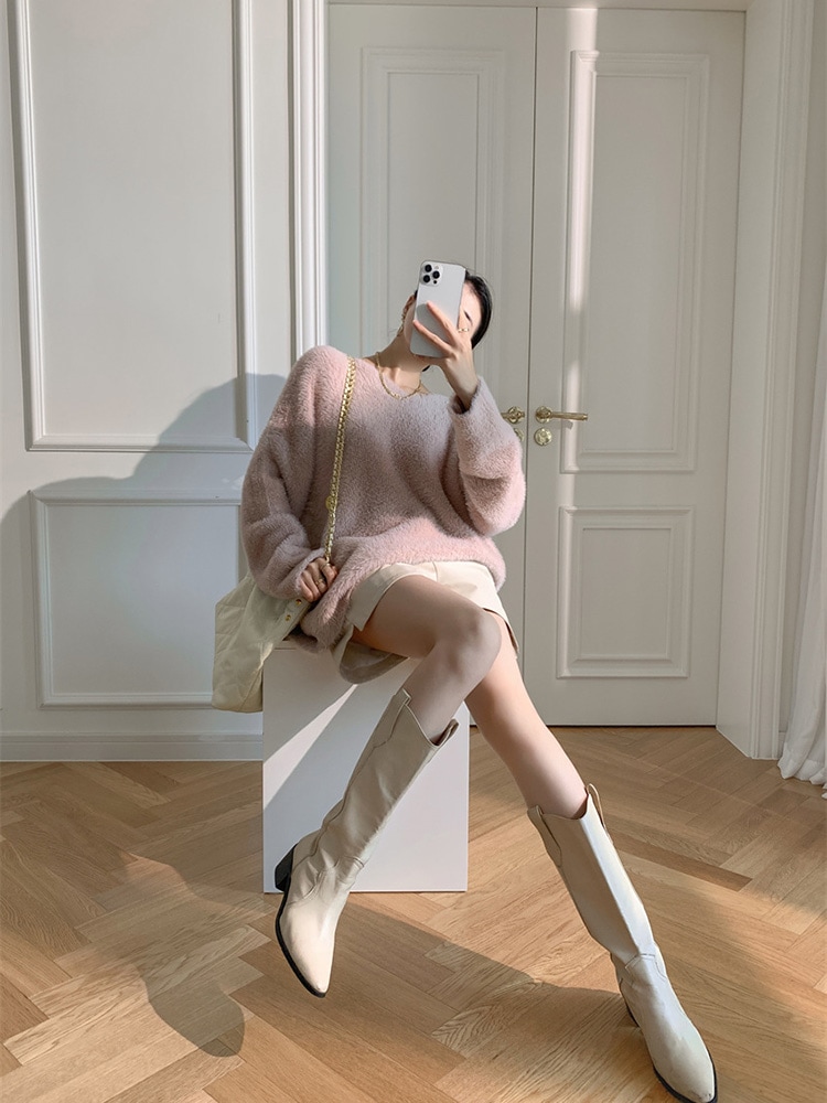 もこもこ ボアシャギー レディース ニット トップス