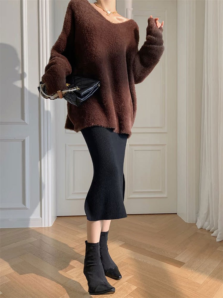 もこもこ ボアシャギー レディース ニット トップス