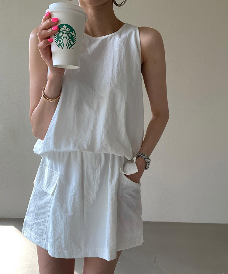 カーゴスカート風 キュロット タンクトップ セットアップ