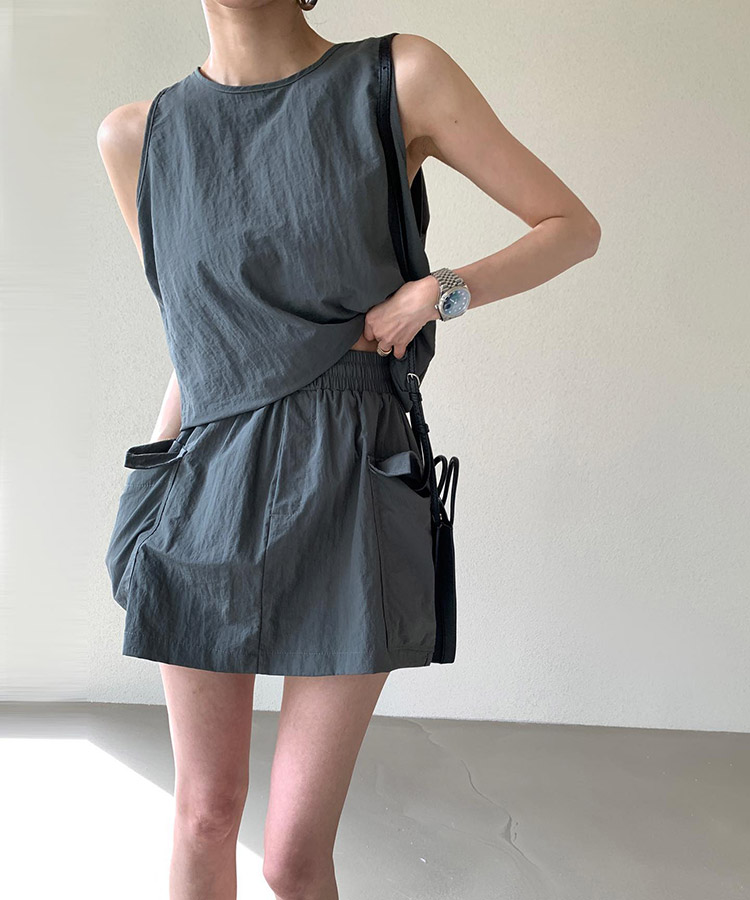 カーゴスカート風 キュロット タンクトップ セットアップ