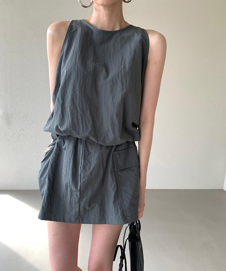 カーゴスカート風 キュロット タンクトップ セットアップ