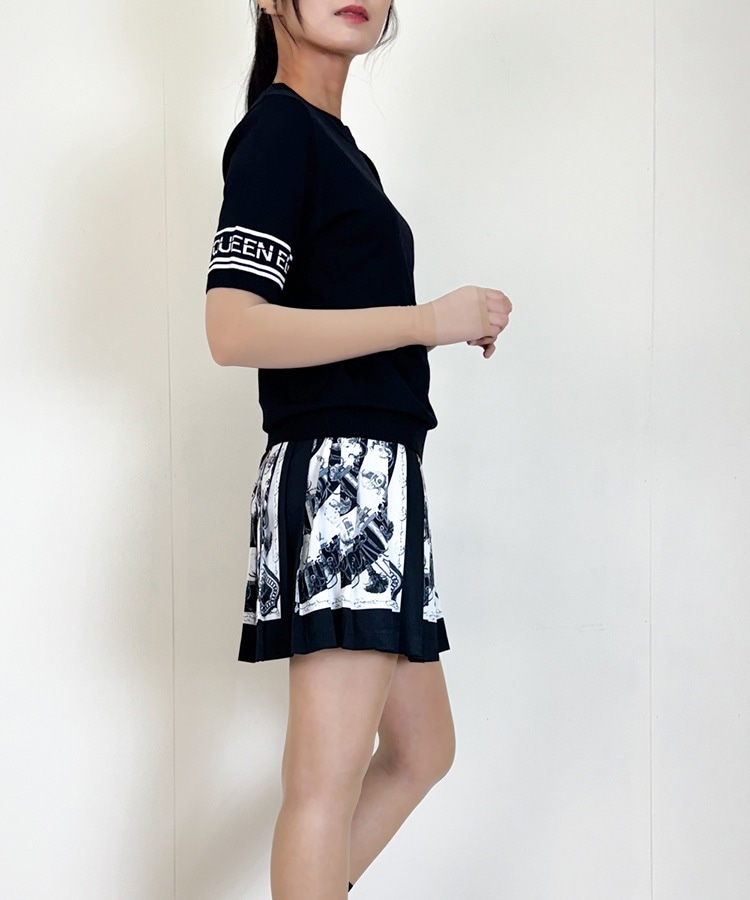 韓国ゴルフウェア モノトーン サマーニット Ｔシャツ