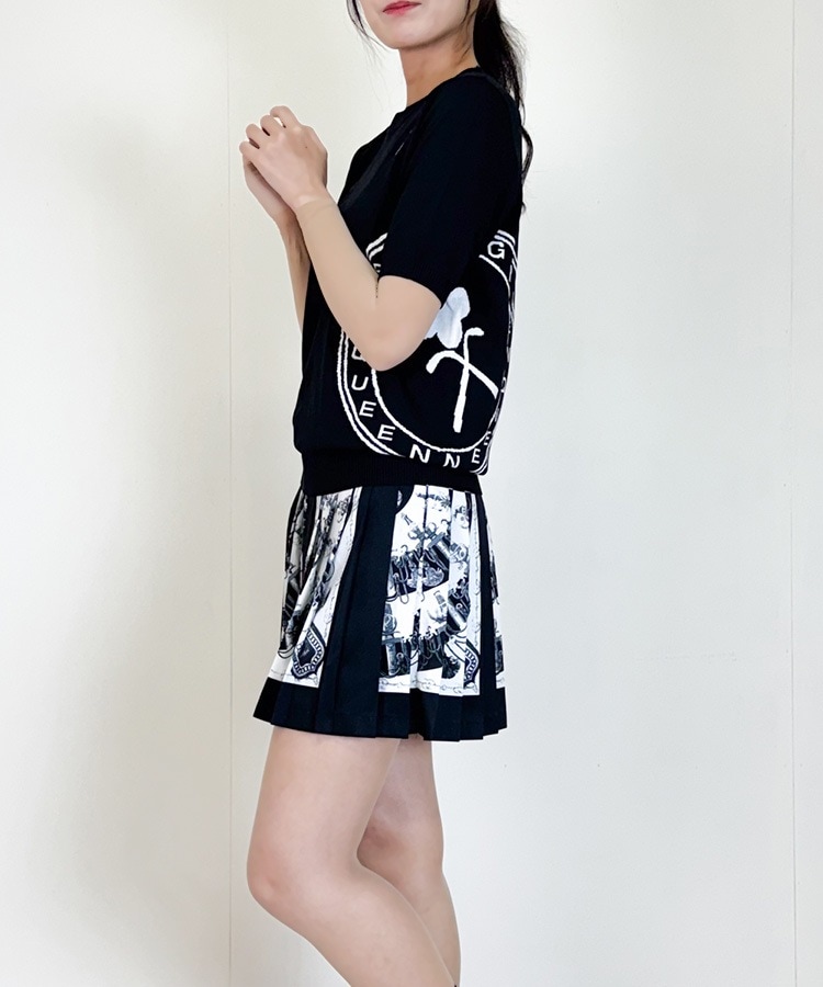 韓国ゴルフウェア モノトーン サマーニット Ｔシャツ