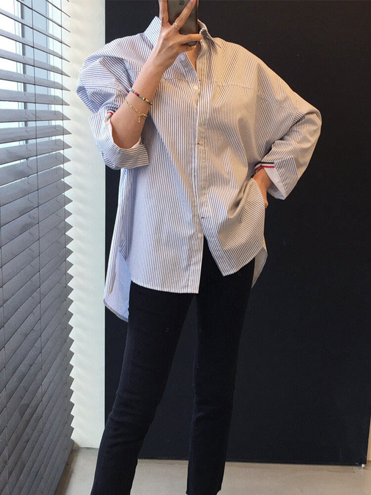 バックスリット トリコロールリボン 長袖 シャツ ブラウス