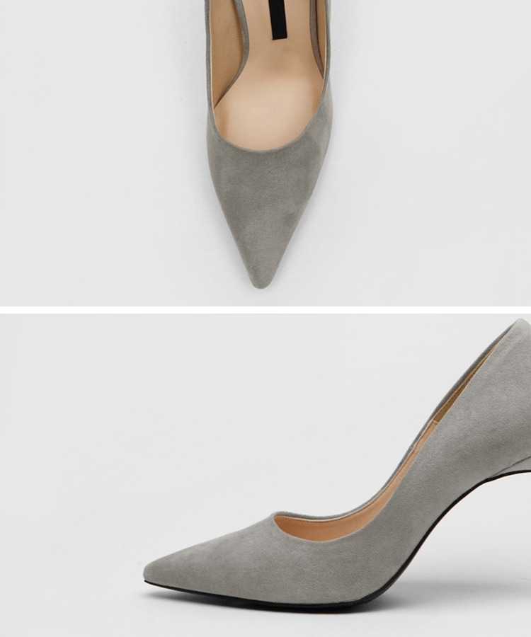 選べるヒール 浅め ポインテッドトゥ ピンヒール パンプス