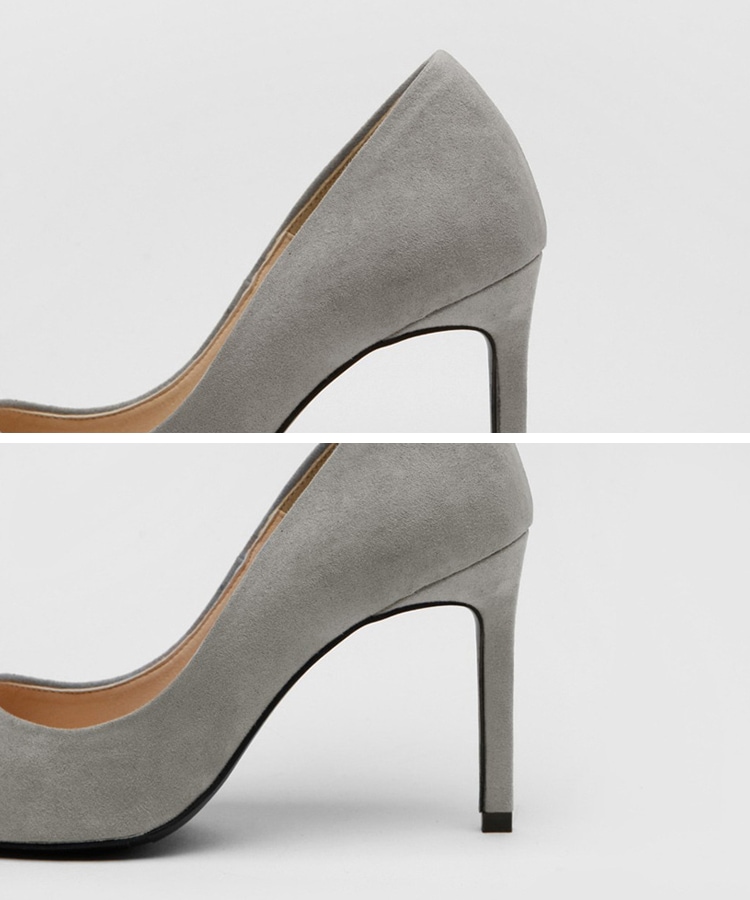 選べるヒール 浅め ポインテッドトゥ ピンヒール パンプス