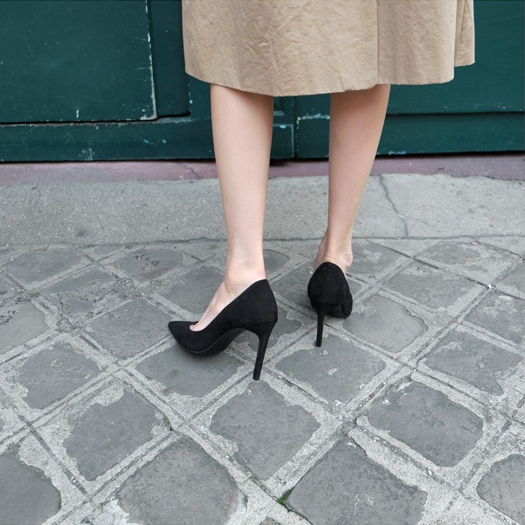 選べるヒール 浅め ポインテッドトゥ ピンヒール パンプス