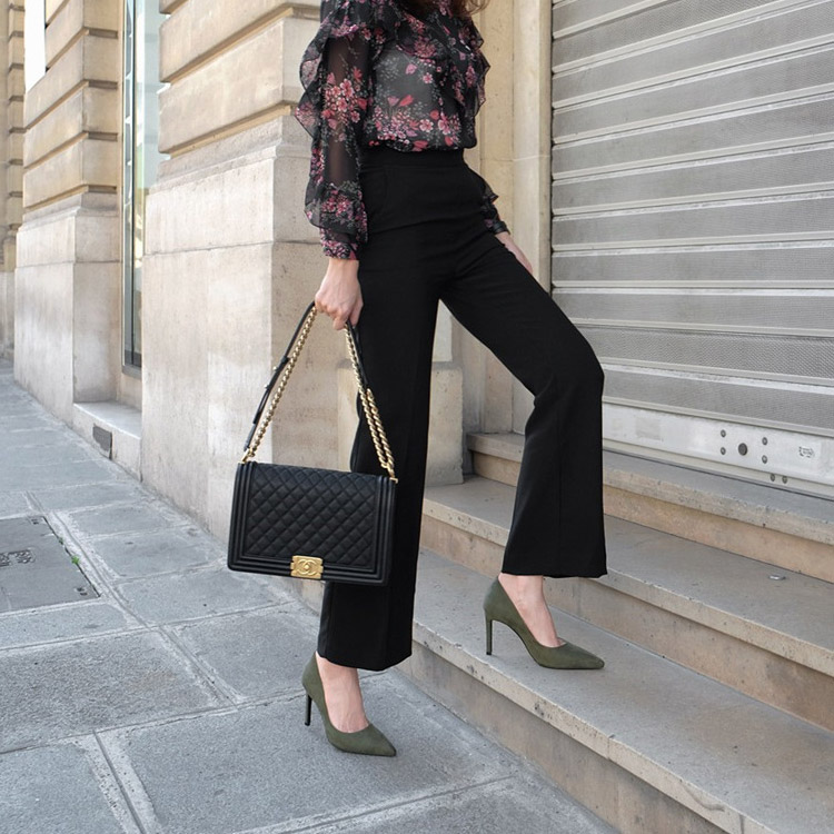 選べるヒール 浅め ポインテッドトゥ ピンヒール パンプス