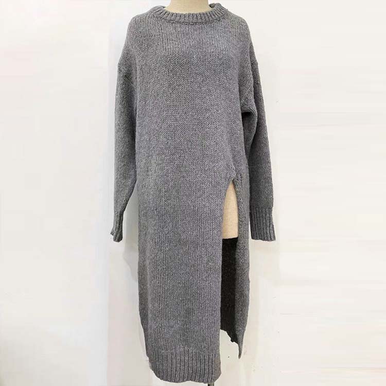 ロング丈 あったかニット スリット ワンピース
