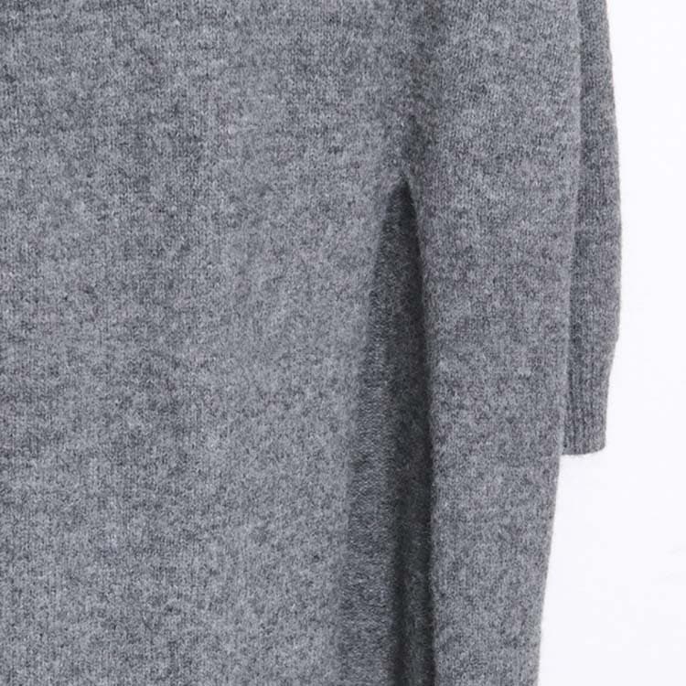 ロング丈 あったかニット スリット ワンピース