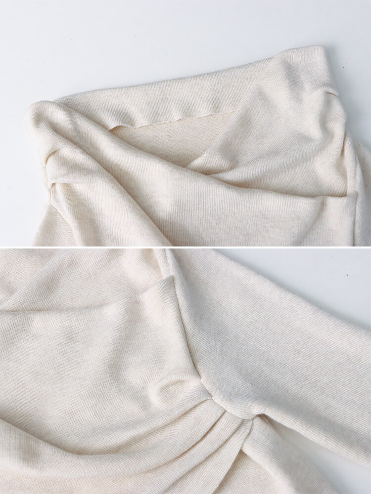 アンシンメトリー クロスオフショルダー ニットトップス