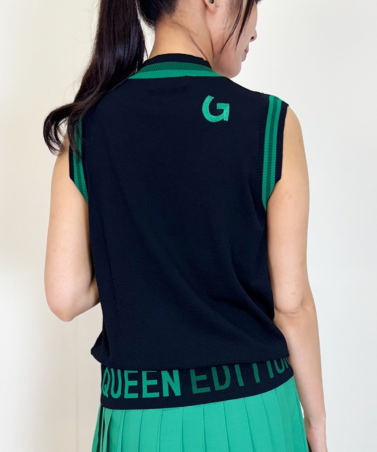 韓国ゴルフウェア バックレタリング サマーニットシャツ