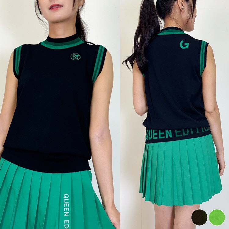 韓国ゴルフウェア バックレタリング サマーニットシャツ