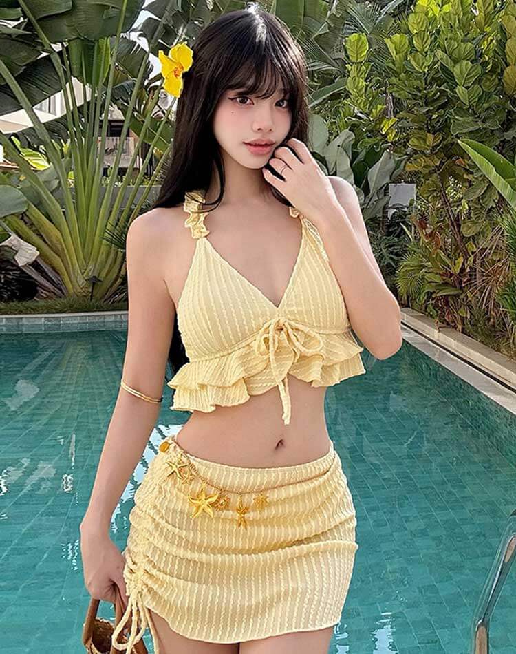 フリル ビキニ スカート付き 2点セット | 水着 | 韓国レディース