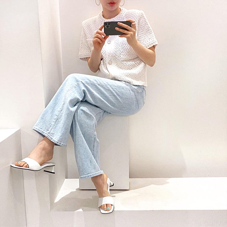 きれいめ ショート丈 半袖 サマーニット カーディガン