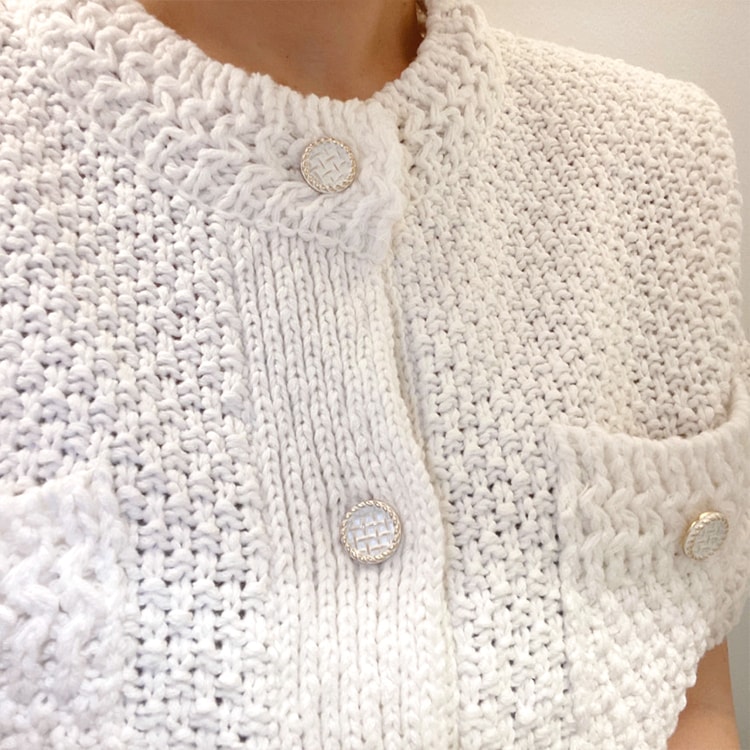 きれいめ ショート丈 半袖 サマーニット カーディガン