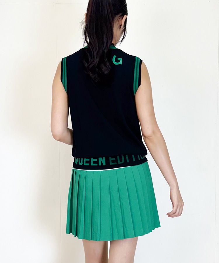 韓国ゴルフウェア 切り替え プリーツ ミニスカート