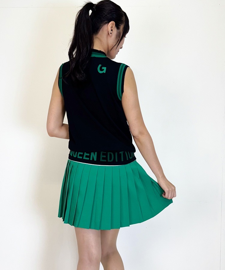 韓国ゴルフウェア 切り替え プリーツ ミニスカート