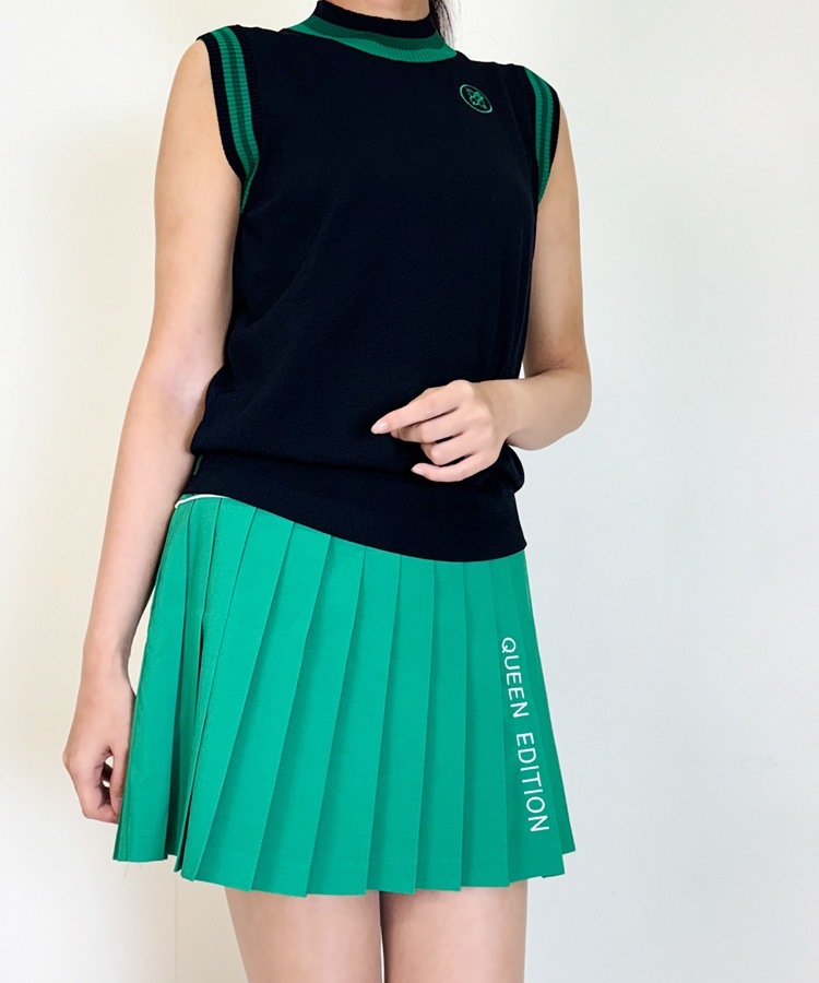 韓国ゴルフウェア 切り替え プリーツ ミニスカート