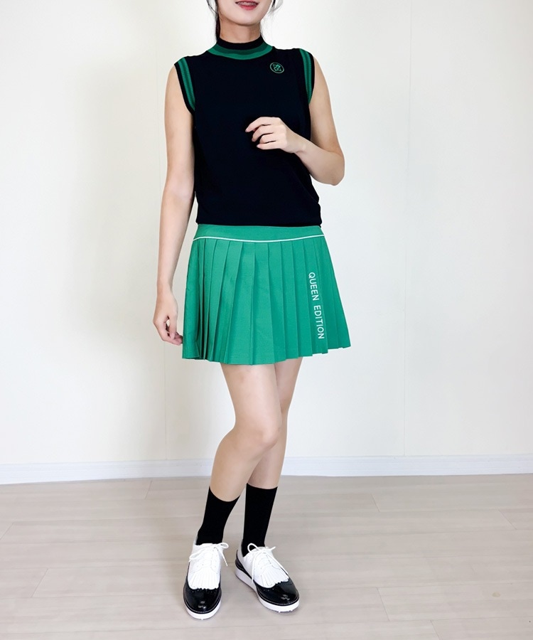 韓国ゴルフウェア 切り替え プリーツ ミニスカート