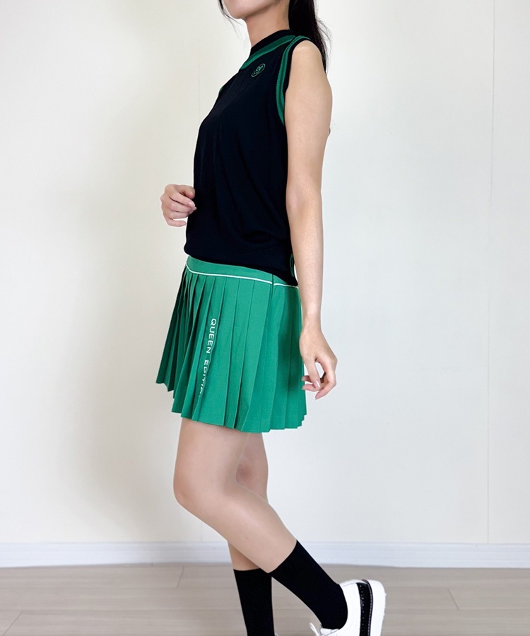 韓国ゴルフウェア 切り替え プリーツ ミニスカート