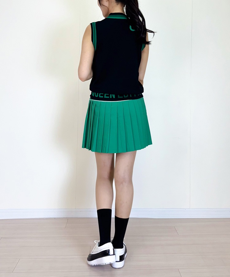 韓国ゴルフウェア 切り替え プリーツ ミニスカート