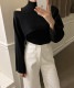 ショート丈 ニット ハイネック トップス セット