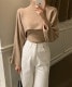 ショート丈 ニット ハイネック トップス セット