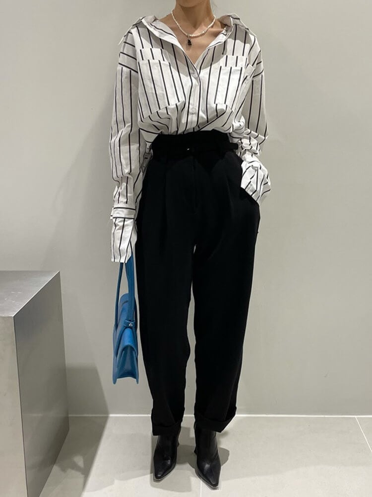 オーバーサイズ ドロップショルダー 長袖 シャツ ブラウス

