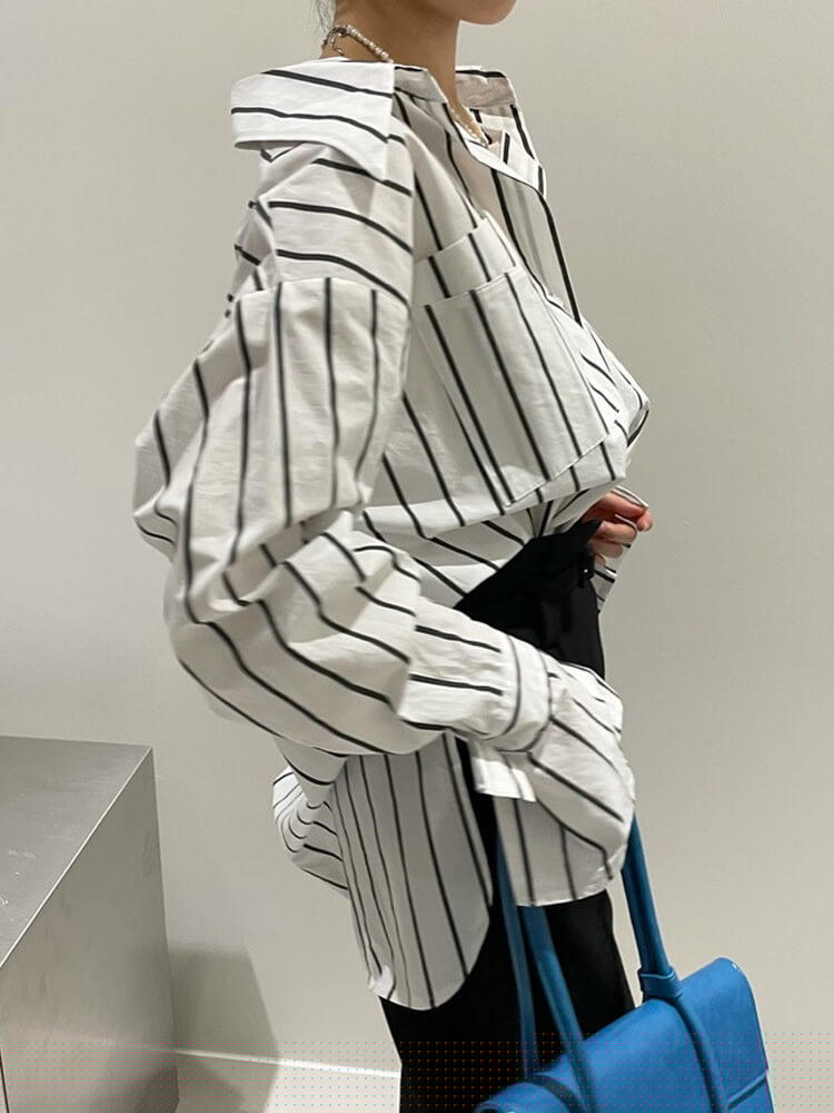 オーバーサイズ ドロップショルダー 長袖 シャツ ブラウス

