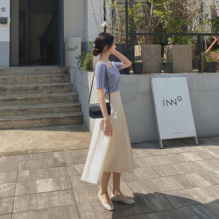 フレアライン コットンロングスカート