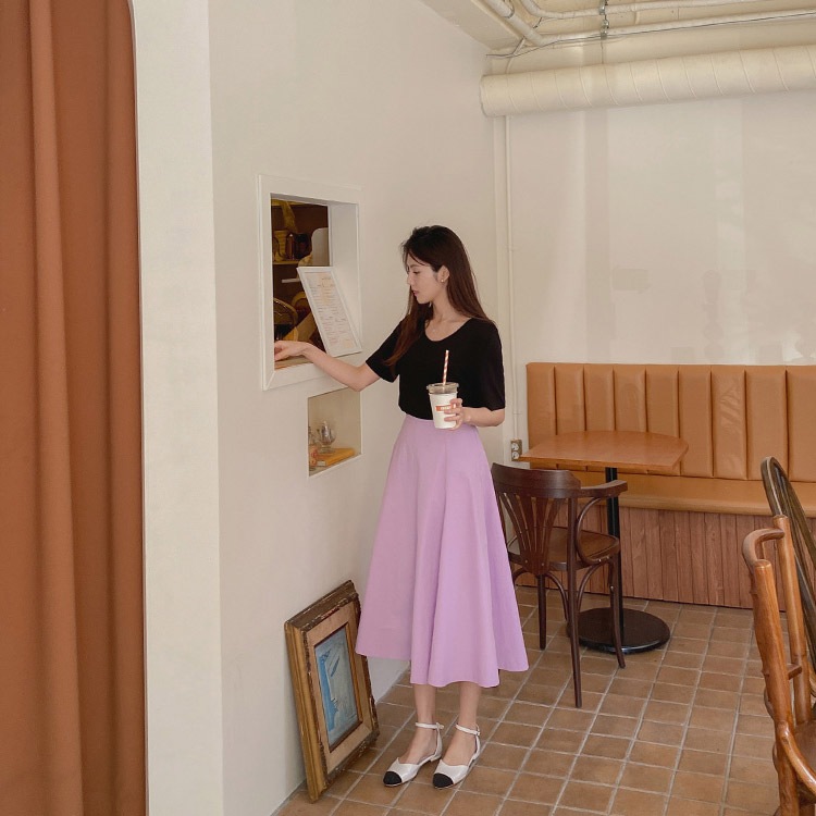 フレアライン コットンロングスカート