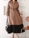 ツートン配色 スウェード バイカラー ミモレ丈ワンピース