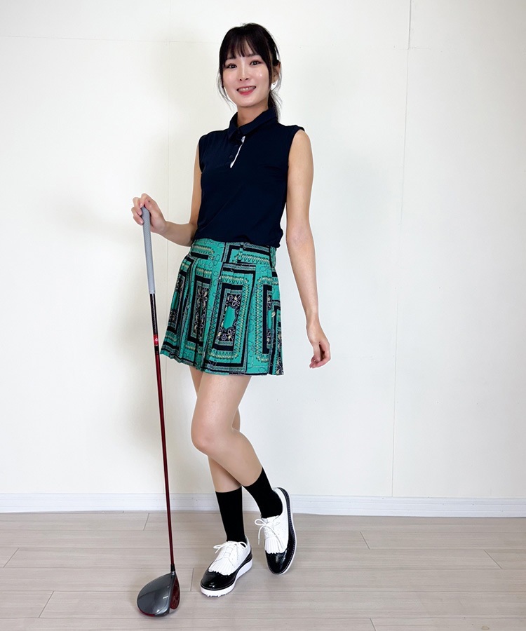 韓国ゴルフウェア ノースリーブ 配色 ポロシャツ

