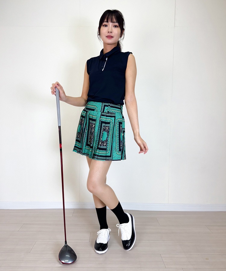 韓国ゴルフウェア ノースリーブ 配色 ポロシャツ

