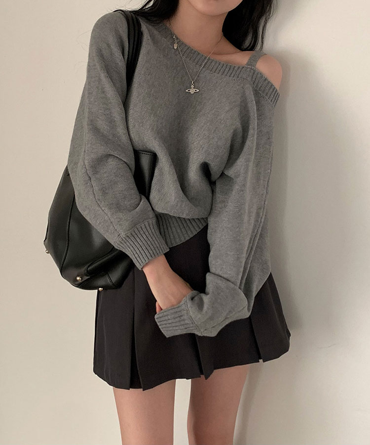 ワンショルダー風 ゆったり ニット トップス

