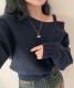 ワンショルダー風 ゆったり ニット トップス

