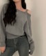 ワンショルダー風 ゆったり ニット トップス

