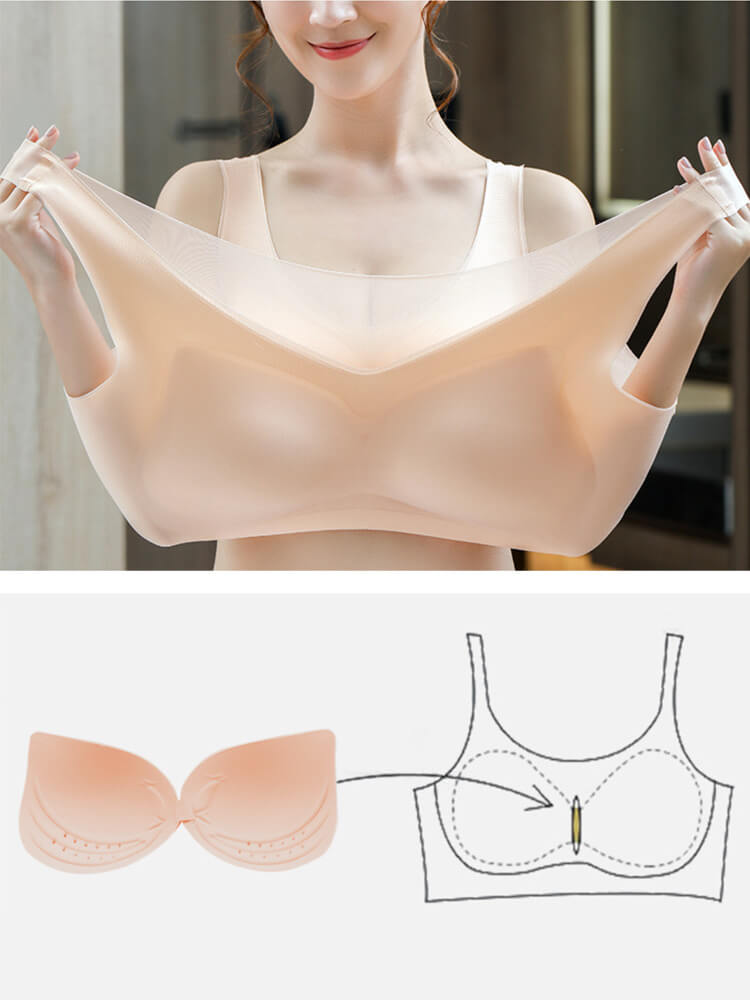 極薄 シームレス ノンワイヤー 脇高 スポーツブラ