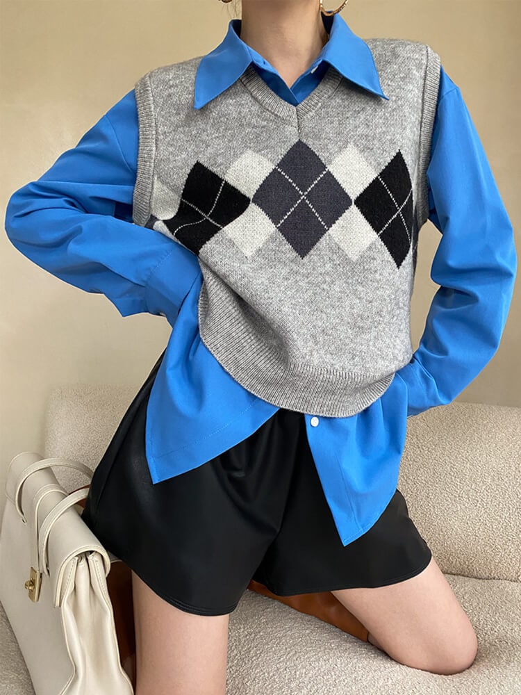 Aライン ショート丈 ワイド レザーパンツ